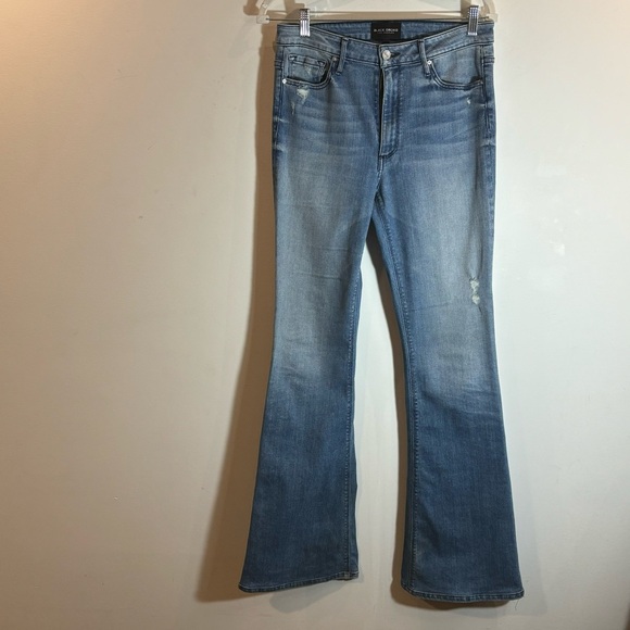 BLACK ORCHID LA Sz 28 MIA Mid-Rise Skinny Flare Mid-Wash Distressed Denim Jeans - Picture 2 of 13